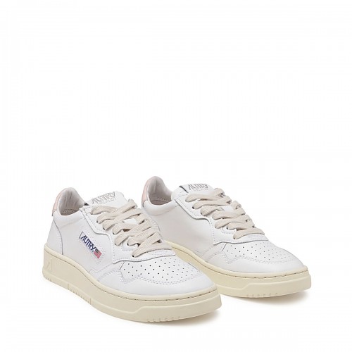 WHITE AND LIGHT PINK LEATHER SNEAKERS