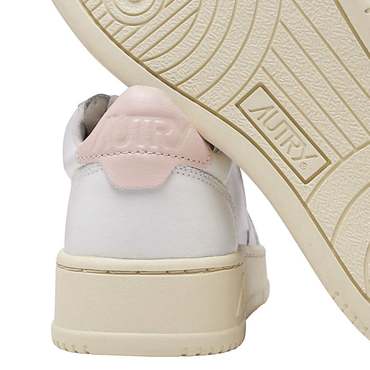 WHITE AND LIGHT PINK LEATHER SNEAKERS