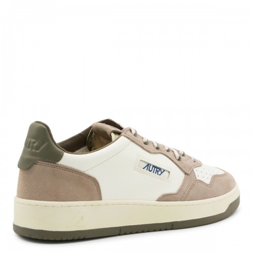WHITE AND BEIGE LEATHER MEDALIST SNEAKERS