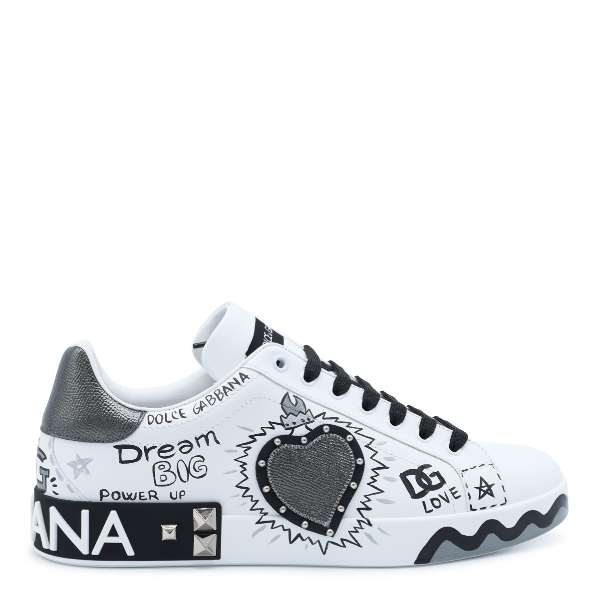 WHITE AND BLACK LEATHER PORTOFINO...