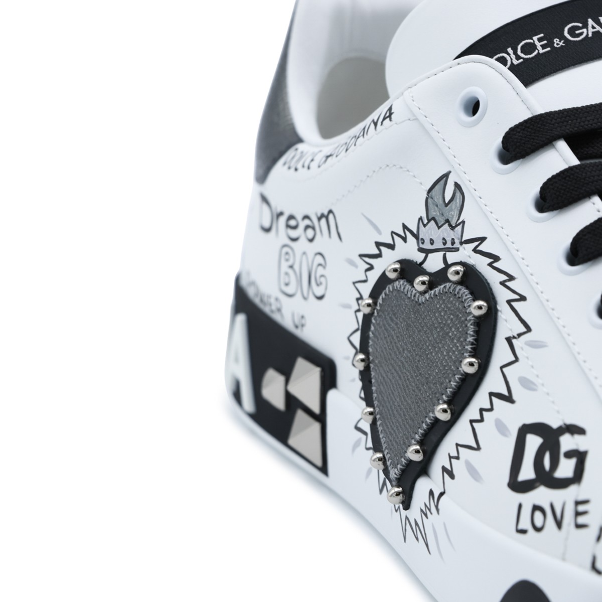 WHITE AND BLACK LEATHER PORTOFINO...