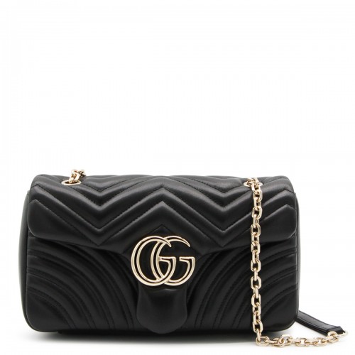 BLACK LEATHER GG MARMONT...