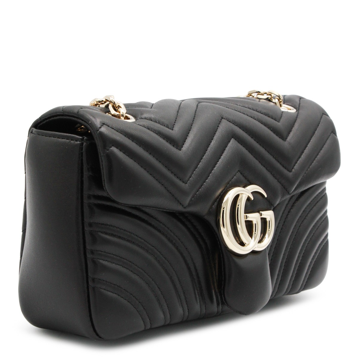 BLACK LEATHER GG MARMONT MEDIUM...