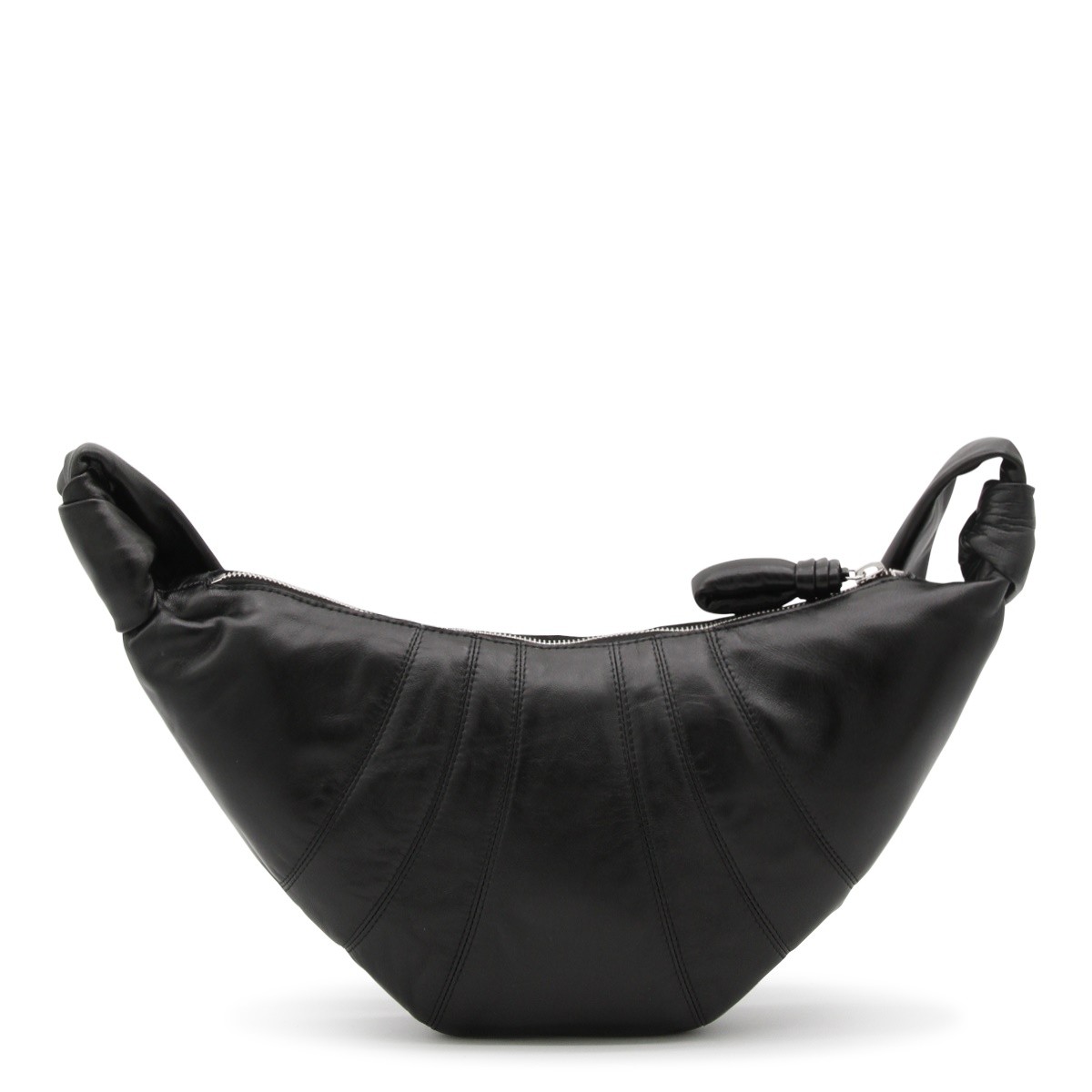 BLACK LEATHER SMALL CROISSANT...