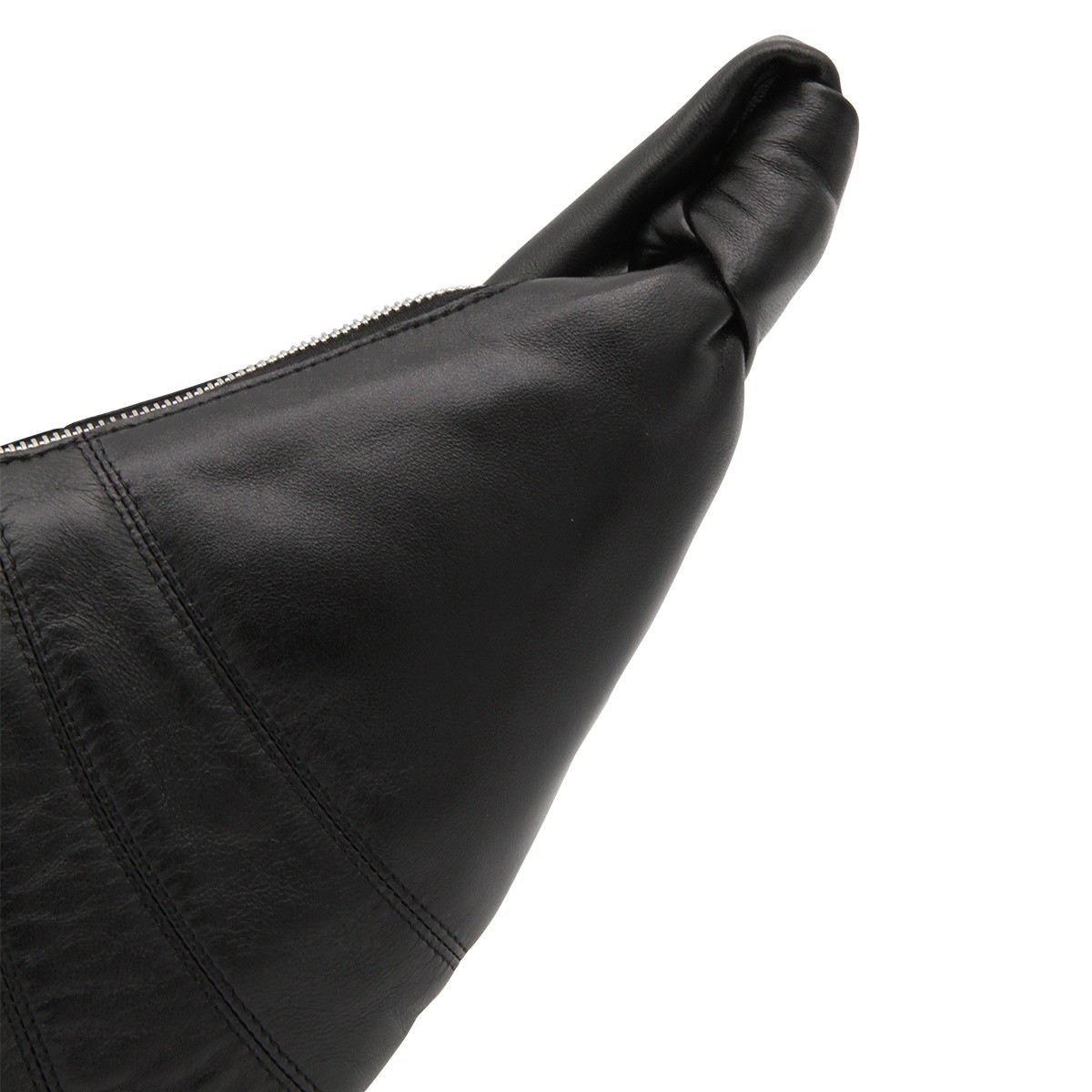 BLACK LEATHER SMALL CROISSANT...