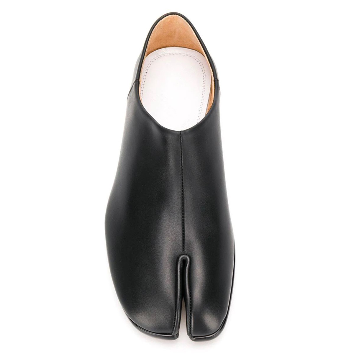 BLACK LEATHER TABI BABOUCHE FLATS