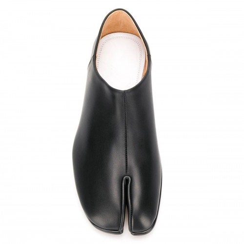 BLACK LEATHER TABI BABOUCHE FLATS