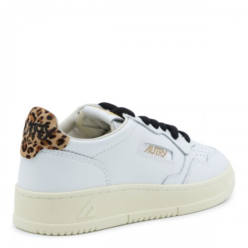 ANIMALIER AND WHITE LEATHER MEDALIST SNEAKERS