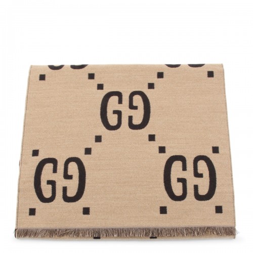 DARK BROWN AND BEIGE WOOL...