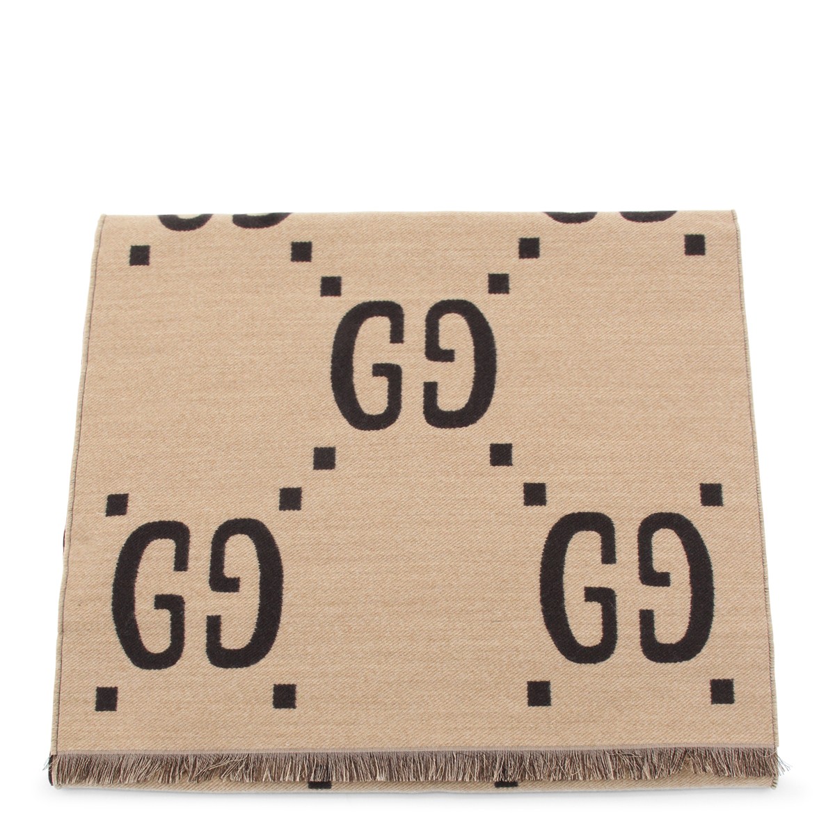 DARK BROWN AND BEIGE WOOL AND SILK...