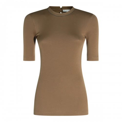 BROWN COTTON T-SHIRT