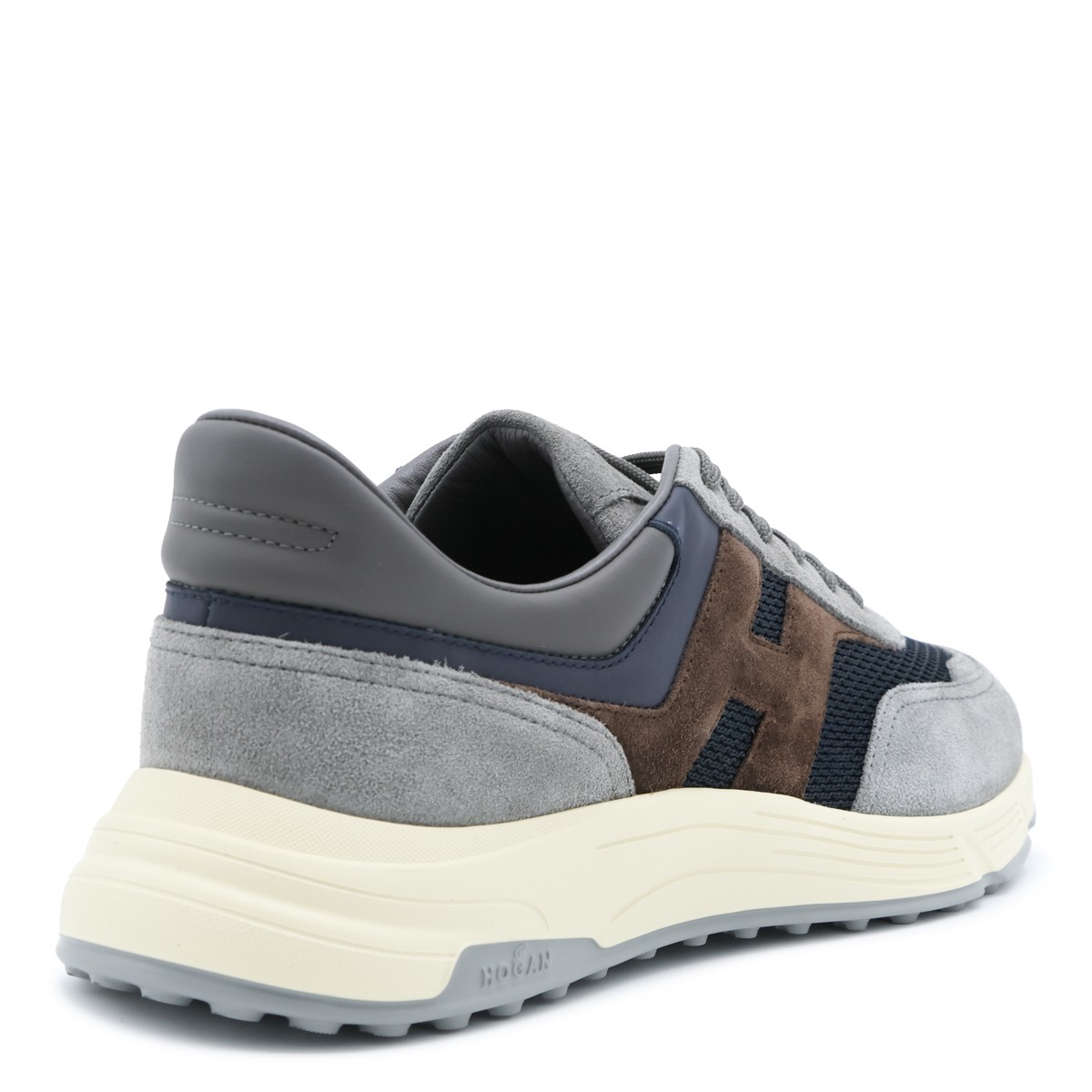 GREY BLUE AND BROWN LEATHER SNEAKERS