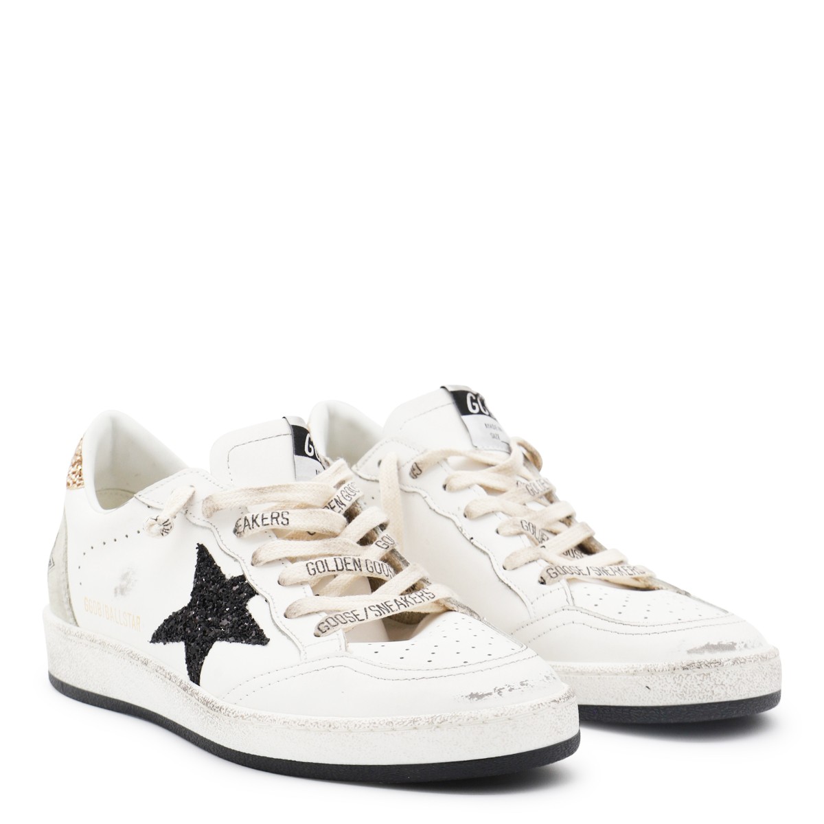 WHITE AND GOLD LEATHER BALL STAR LOW...