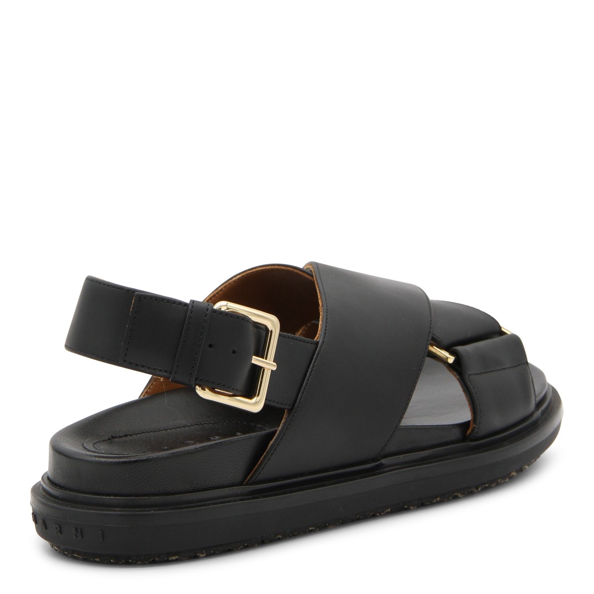 BLACK LEATHER FUSSBETT SANDALS