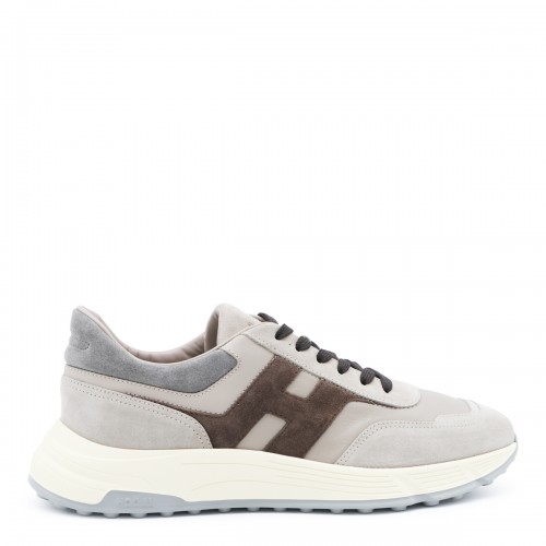 GREY AND BROWN LEATHER...