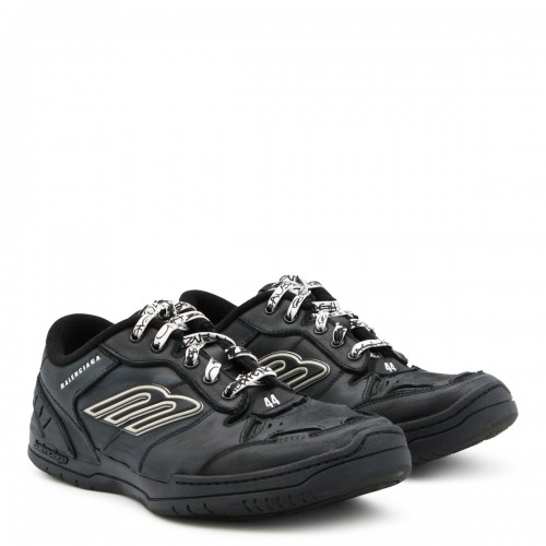 BLACK LEATHER HAMPTONS WORN-OUT SNEAKERS
