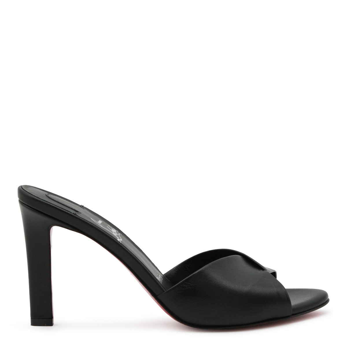 BLACK LEATHER FANNY SANDALS