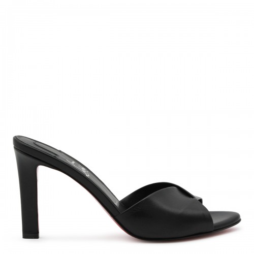 BLACK LEATHER FANNY SANDALS