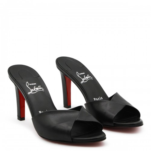 BLACK LEATHER FANNY SANDALS 2