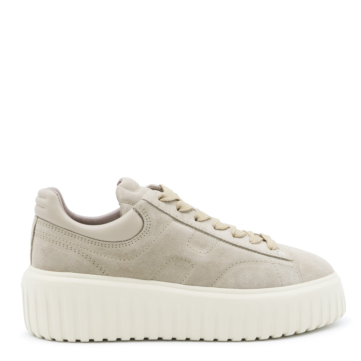 BEIGE SUEDE H-STRIPES SNEAKERS