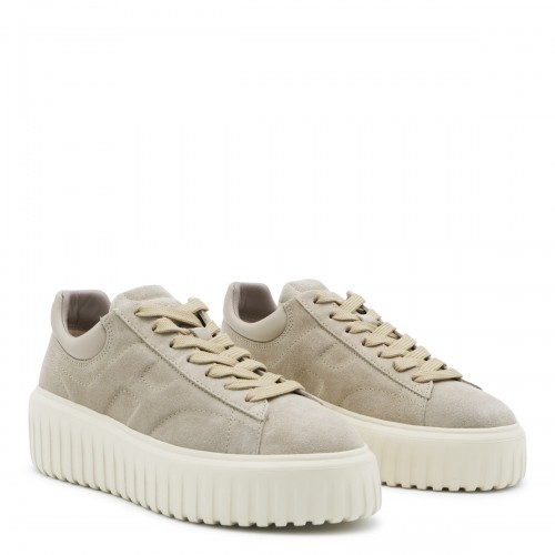 BEIGE SUEDE H-STRIPES SNEAKERS