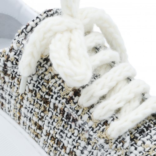 IVORY AND GREY CHECK CHUNKY SNEAKERS