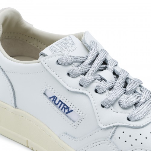 WHITE AND SILVER LEATHER MEDALIST SNEAKERS