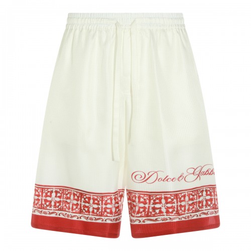 RED AND WHITE SILK SHORTS