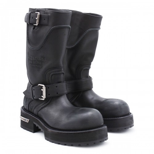 BLACK AND SILVER LEATHER VENOM BOOTS