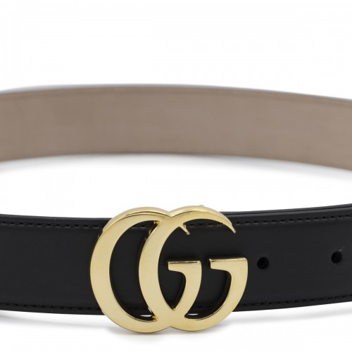 BLACK LEATHER GG MARMONT BELT