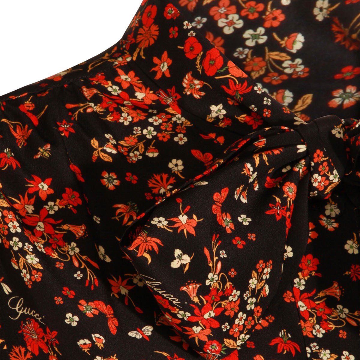 BLACK AND ORANGE SILK FLORAL SHIRT