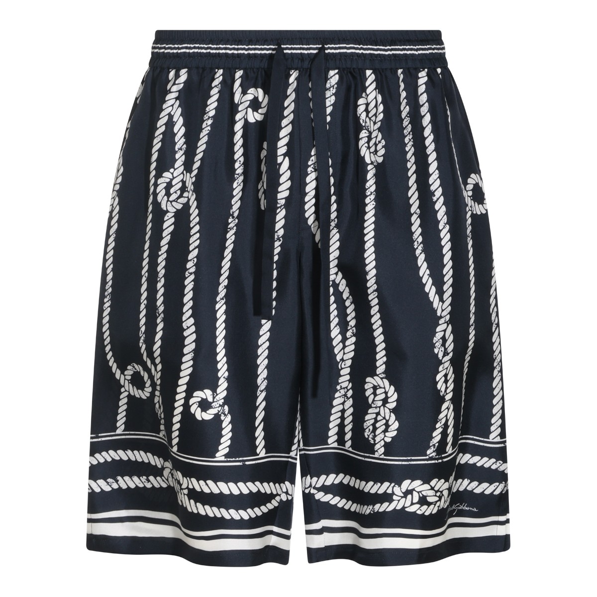 NAVY SILK BERMUDA SHORTS