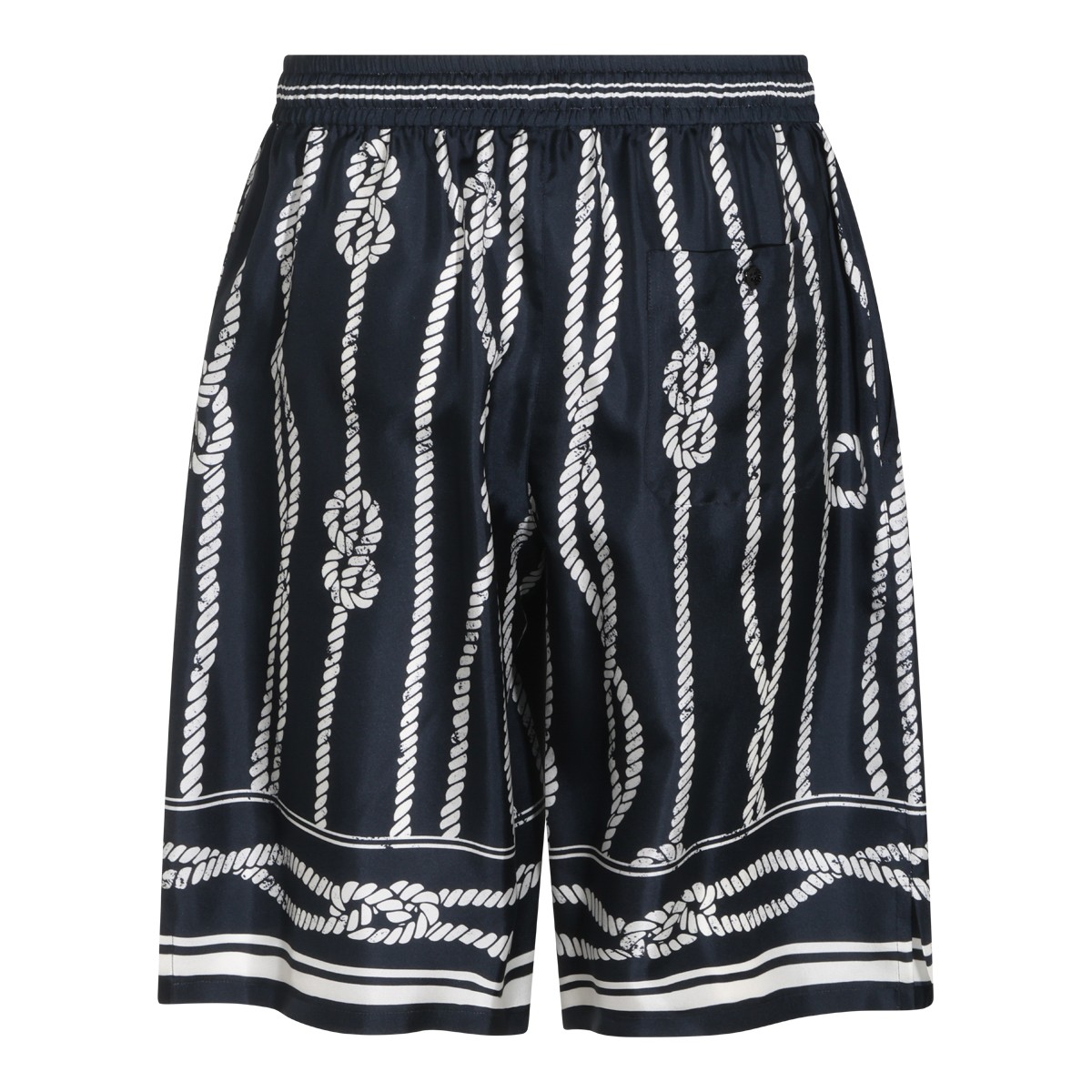 NAVY SILK BERMUDA SHORTS