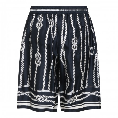 NAVY SILK BERMUDA SHORTS