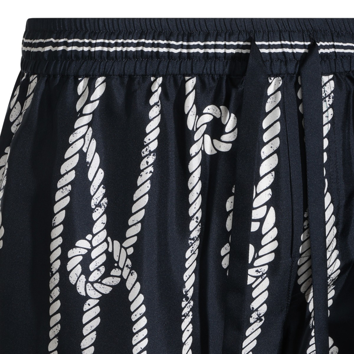 NAVY SILK BERMUDA SHORTS