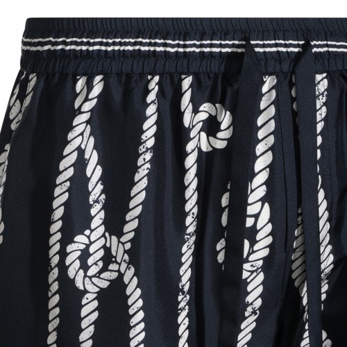 NAVY SILK BERMUDA SHORTS