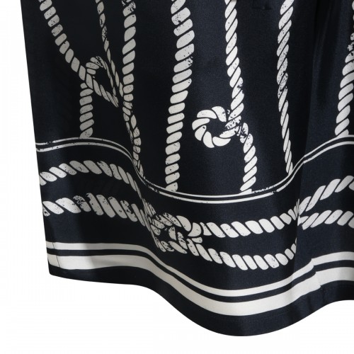 NAVY SILK BERMUDA SHORTS