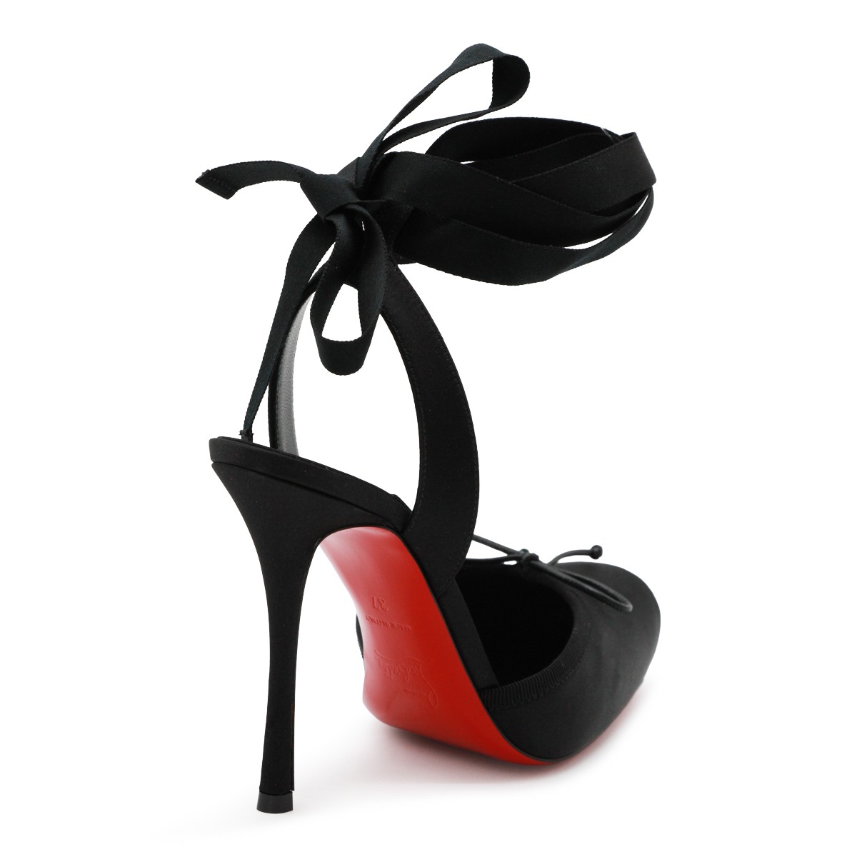BLACK CREPE SATIN CASSIA PUMPS