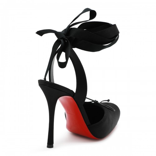 BLACK CREPE SATIN CASSIA PUMPS