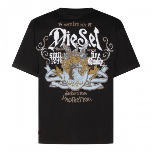 BLACK COTTON FLOCK T-SHIRT 2
