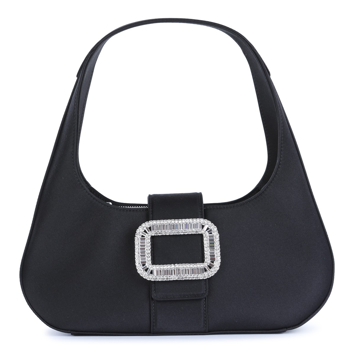 BLACK SATIN MINI HOBO PILGRIM...