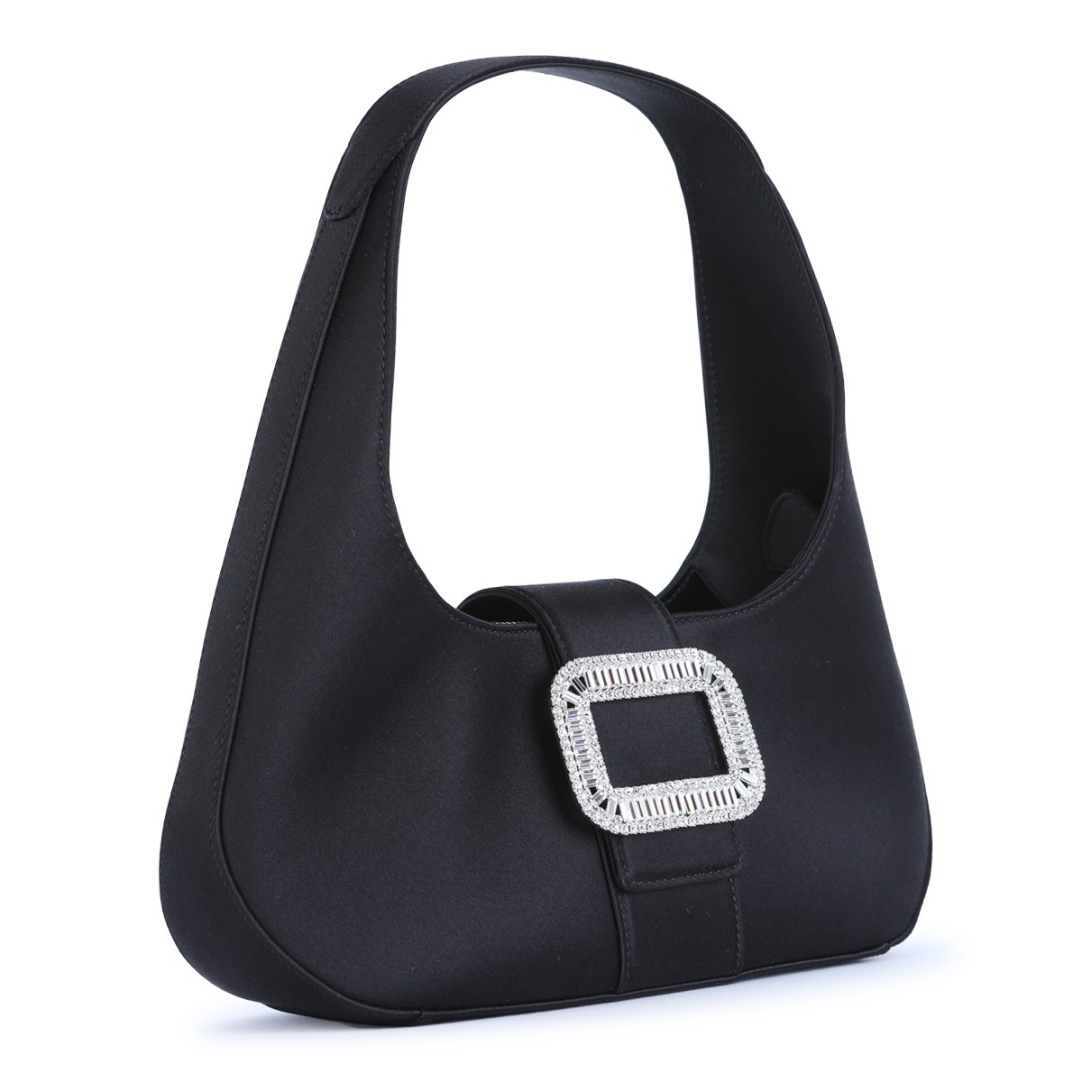BLACK SATIN MINI HOBO PILGRIM...