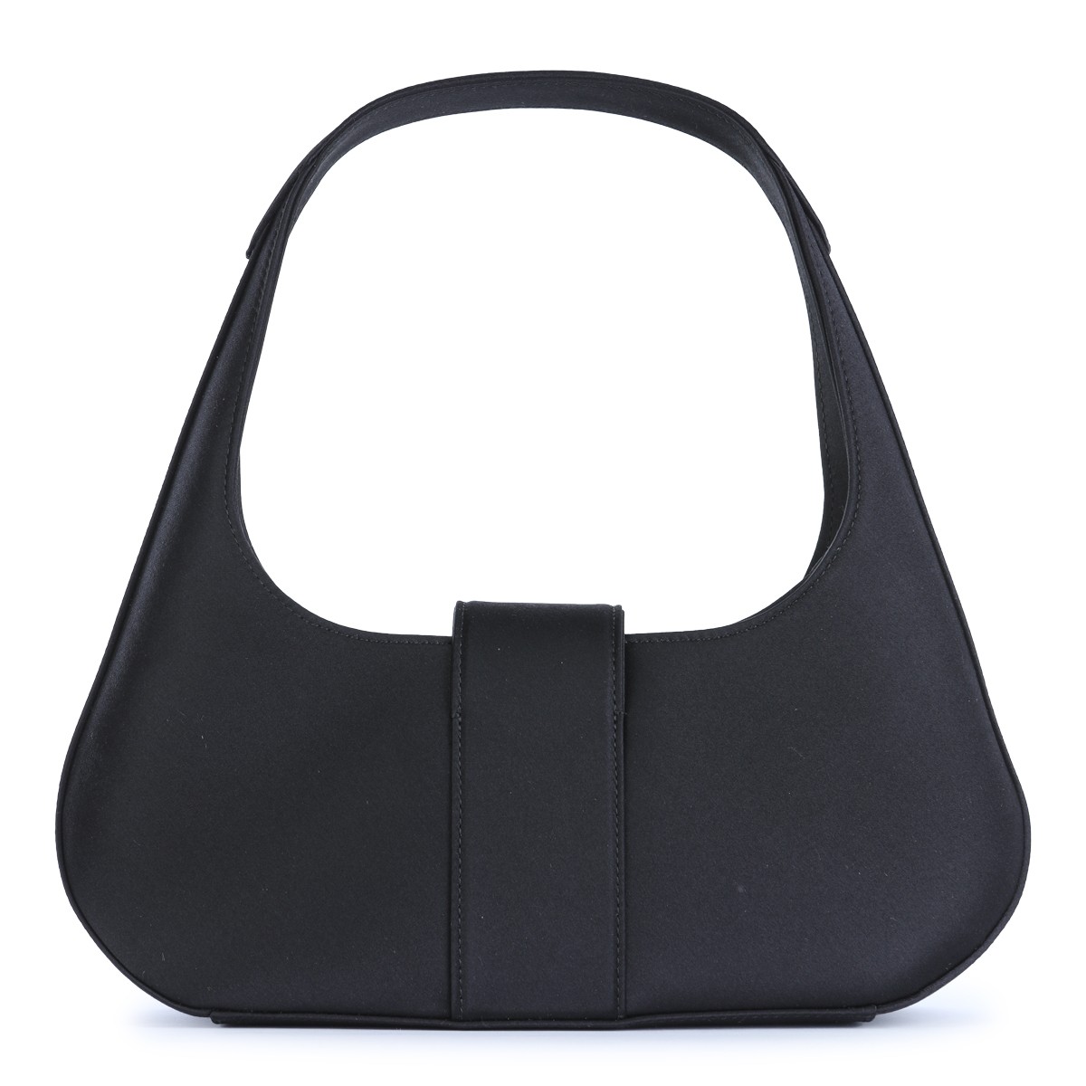 BLACK SATIN MINI HOBO PILGRIM...