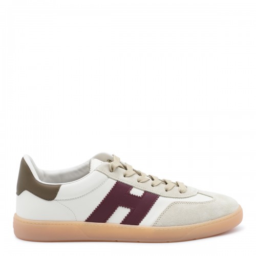 IVORY AND BURGUNDY LEATHER...
