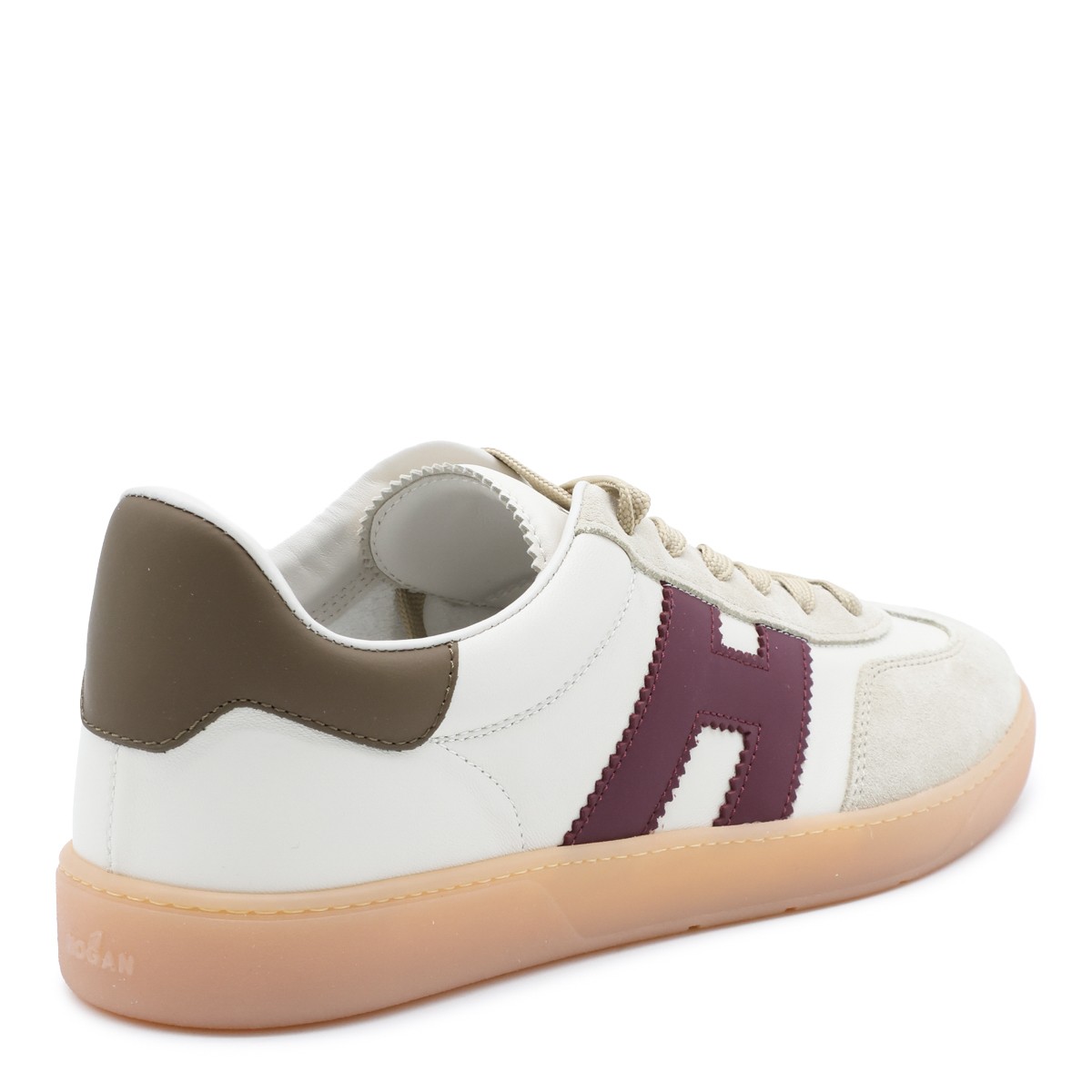 IVORY AND BURGUNDY LEATHER COOL SNEAKERS