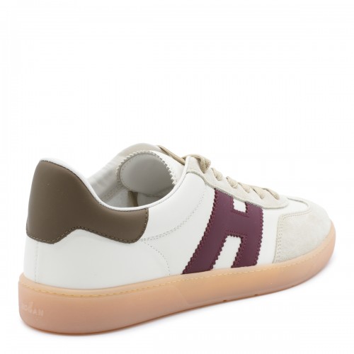 IVORY AND BURGUNDY LEATHER COOL SNEAKERS