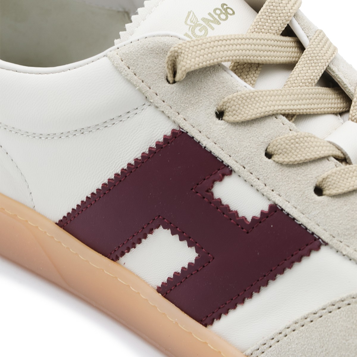IVORY AND BURGUNDY LEATHER COOL SNEAKERS