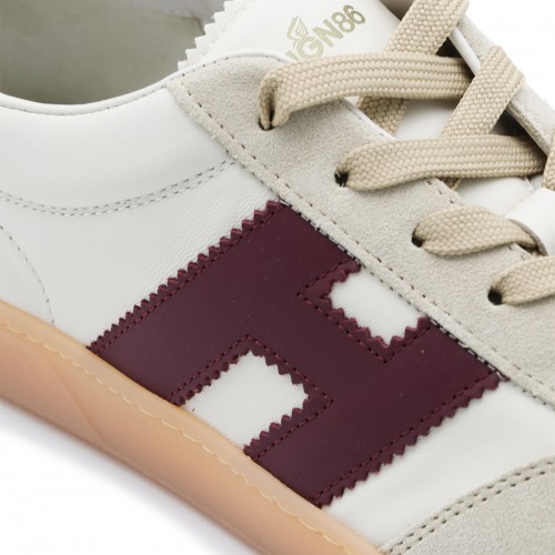 IVORY AND BURGUNDY LEATHER COOL SNEAKERS