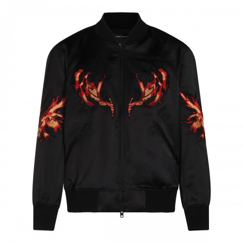 BLACK GRAPHIC SATIN...