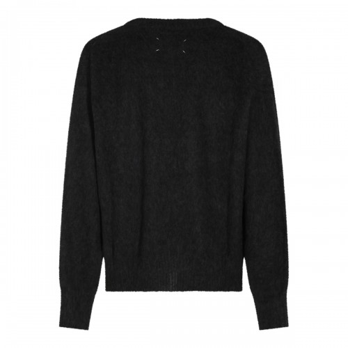 BLACK WOOL BLEND EAGLE SWEATER